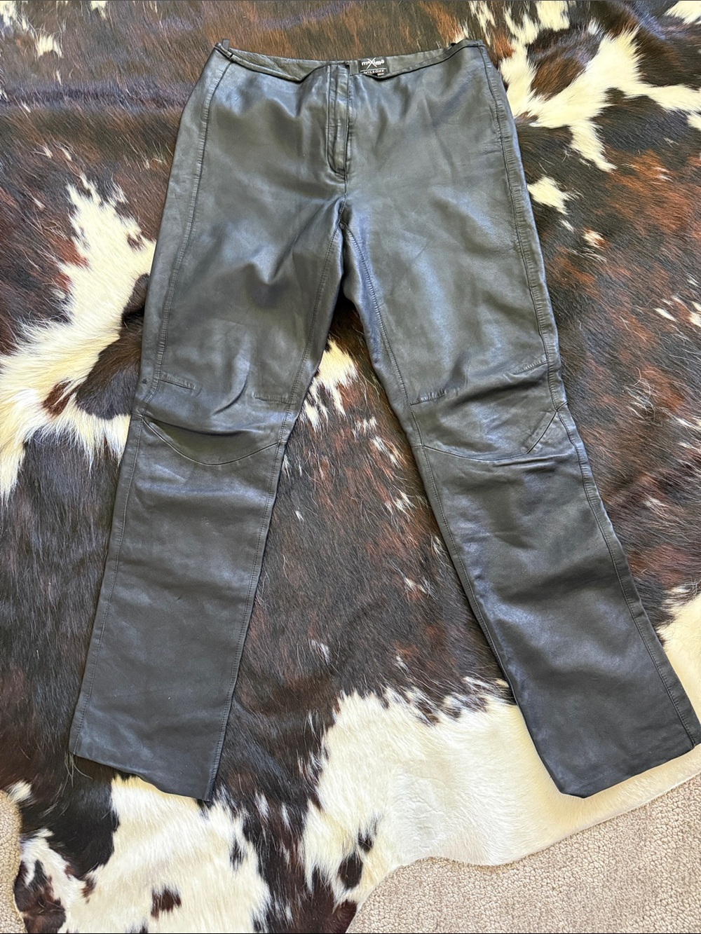 Wilsons Leather Black Straight-Leg Leather Pants with Knee Paneling